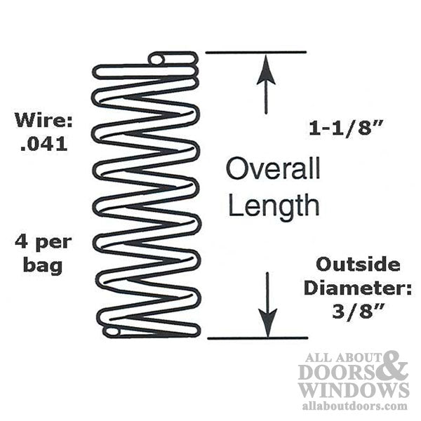 Compression Spring - 3/8 Inch Diameter x 1-1/8 Inches Long - .041 Wire - Compression Spring - 3/8 Inch Diameter x 1-1/8 Inches Long - .041 Wire