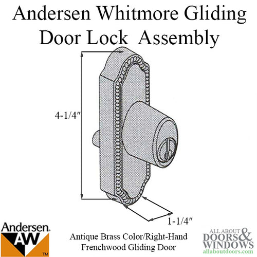 Andersen Frenchwood Gliding Door - Keyed Lock- Right Hand - Antique Brass - Andersen Frenchwood Gliding Door - Keyed Lock- Right Hand - Antique Brass