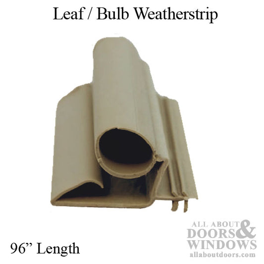 Weatherstrip, 96'' length, Leaf with Bulb - Beige