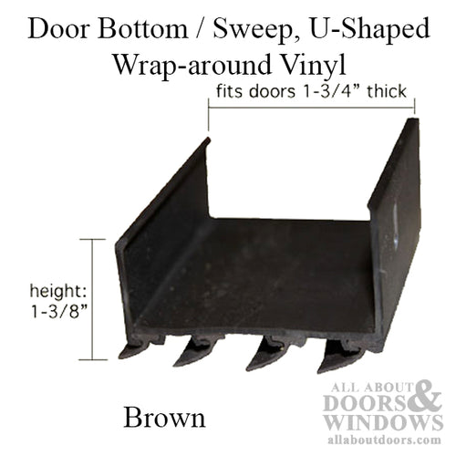 Door Bottom / Sweep, U-Shaped Wrap-around Vinyl - Brown - Door Bottom / Sweep, U-Shaped Wrap-around Vinyl - Brown