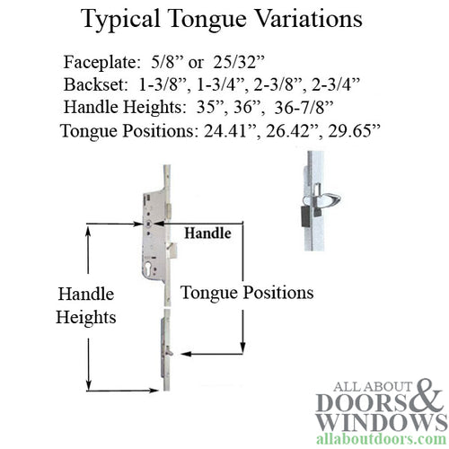 Hoppe Multipoint Lock Manual Gear Tongue Version 16mm Faceplate 35mm Backset - Hoppe Multipoint Lock Manual Gear Tongue Version 16mm Faceplate 35mm Backset