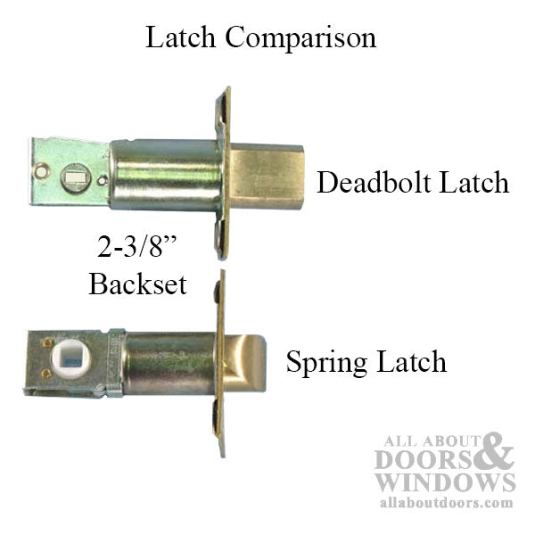 2-3/8 inch Backset Deadbolt Latch, Square Face - Brass - 2-3/8 inch Backset Deadbolt Latch, Square Face - Brass