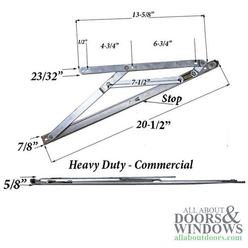 4 Bar Commercial Window Hinge, 7/8 x 20 in. Heavy Duty Window Track, Truth - Stainless Steel - 4 Bar Commercial Window Hinge, 7/8 x 20 in. Heavy Duty Window Track, Truth - Stainless Steel