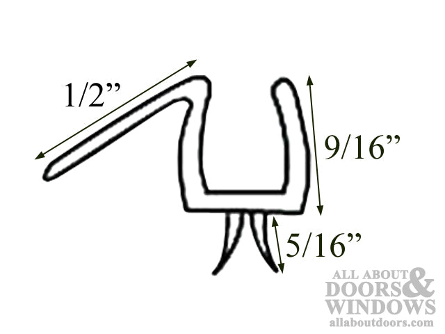 Co-Extruded Bottom Wipe With Drip Rail for 1/4 Inch Glass Clear Finish - Co-Extruded Bottom Wipe With Drip Rail for 1/4 Inch Glass Clear Finish