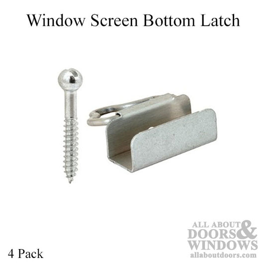 Window Screen Bottom Latch, 7/16 x 1-5/16",  4 pack  -  Grey