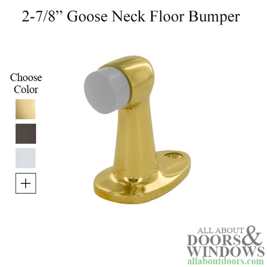 2-7/8" Goose Neck Floor Mounted Bumper, Solid Brass - Choose Finish