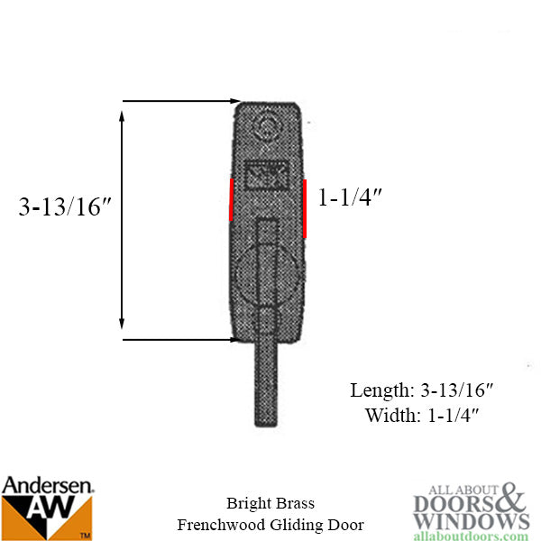 Andersen Frenchwood Gliding Door - Thumb Latch - Whitmore - Bright Brass - Andersen Frenchwood Gliding Door - Thumb Latch - Whitmore - Bright Brass