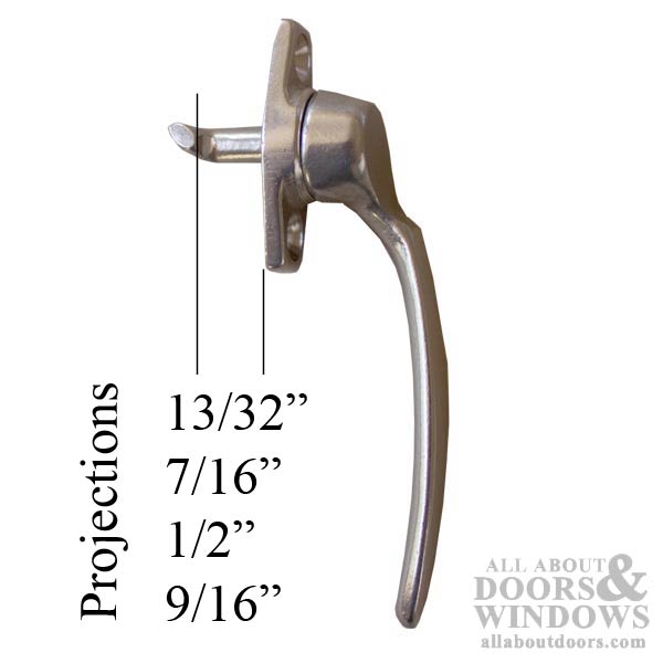 Project-In handle, 1-3/8 screw holes, 7/16” Hook Projection, Left Hand - Project-In handle, 1-3/8 screw holes, 7/16” Hook Projection, Left Hand