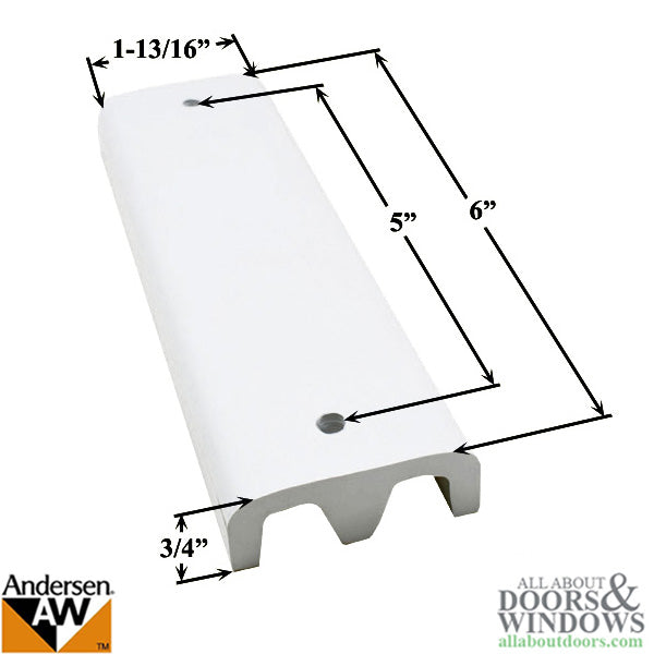 Andersen 6 Inch Head Bumper with Screws for 3 Panel Gliding Doors - White - Andersen 6 Inch Head Bumper with Screws for 3 Panel Gliding Doors - White