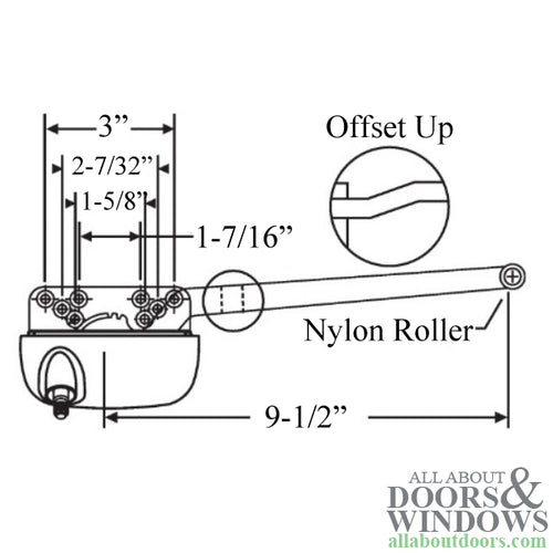 Truth 9-1/2 Single Arm Operator, Offset Arm - White, Right Hand - Truth 9-1/2 Single Arm Operator, Offset Arm - White, Right Hand