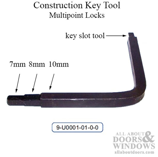 Construction Key, 7mm, 8mm, 10mm Spindle and key slot tool