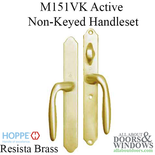 HOPPE HLS 9000 Sliding Door Handle Set with Verona Lever Active Non-Keyed Resista Brass