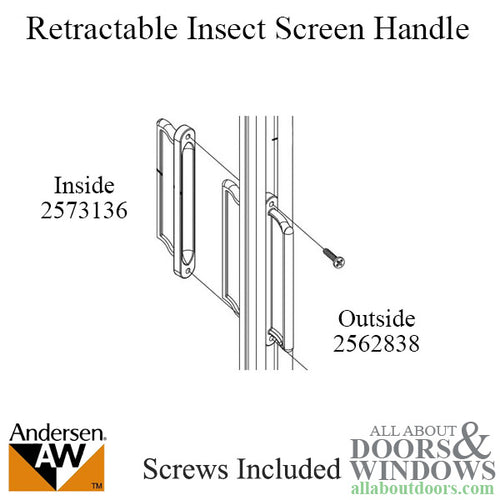 Retractable Insect Screen Interior Handle, Aug. 2003 - May 2007 Andersen Frenchwood Gliding Doors - White - Retractable Insect Screen Interior Handle, Aug. 2003 - May 2007 Andersen Frenchwood Gliding Doors - White