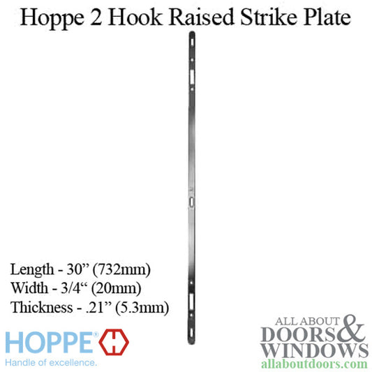 Hoppe 2 Point Sliding Door Lock Strike - 20mm Face, 5.3mm Thick, 30" Length