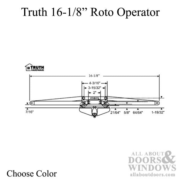 Amesbury Truth Roto-Gear Window Operator 16-1/8 inch Scissor Single Hook - Amesbury Truth Roto-Gear Window Operator 16-1/8 inch Scissor Single Hook