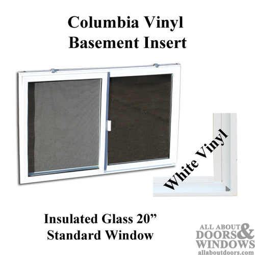 C-400-20 Vinyl Basement Window Insert, Dual Pane Glass - C-400-20 Vinyl Basement Window Insert, Dual Pane Glass