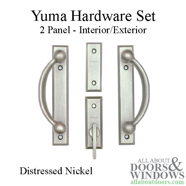 Andersen Yuma 2-Panel Gliding Door Interior/Exterior Trim Hardware - Distressed Nickel - Andersen Yuma 2-Panel Gliding Door Interior/Exterior Trim Hardware - Distressed Nickel