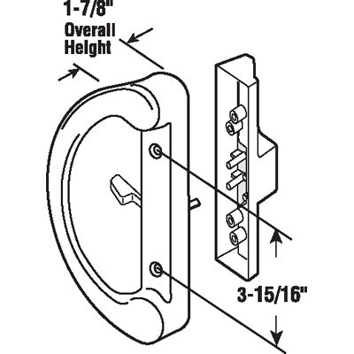 Heavy Duty Handle Set for Sliding Patio Door Die-Cast Inside and Outside Pull 3-15/16