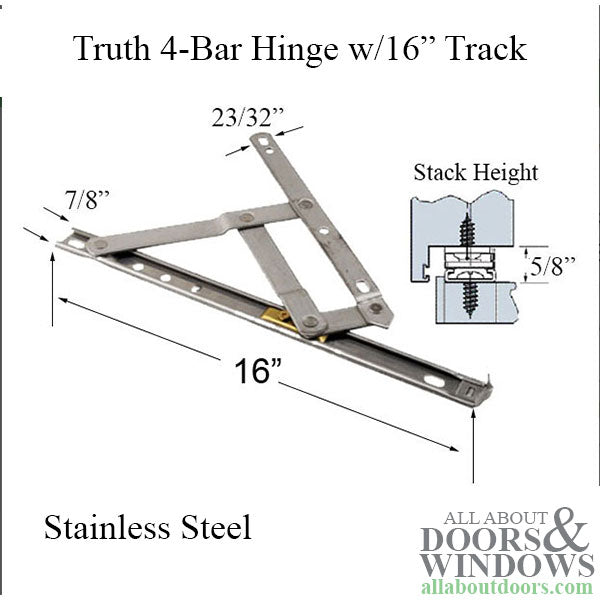 4-Bar Hinge for Awning or Casement Window, 16