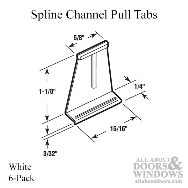 Window Screen Spline Channel Pull Tab 6 Pack - Window Screen Spline Channel Pull Tab 6 Pack