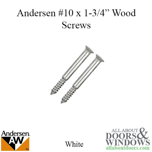 Wood Screws, #10 x1-3/4 Oval Head  - White - Wood Screws, #10 x1-3/4 Oval Head  - White