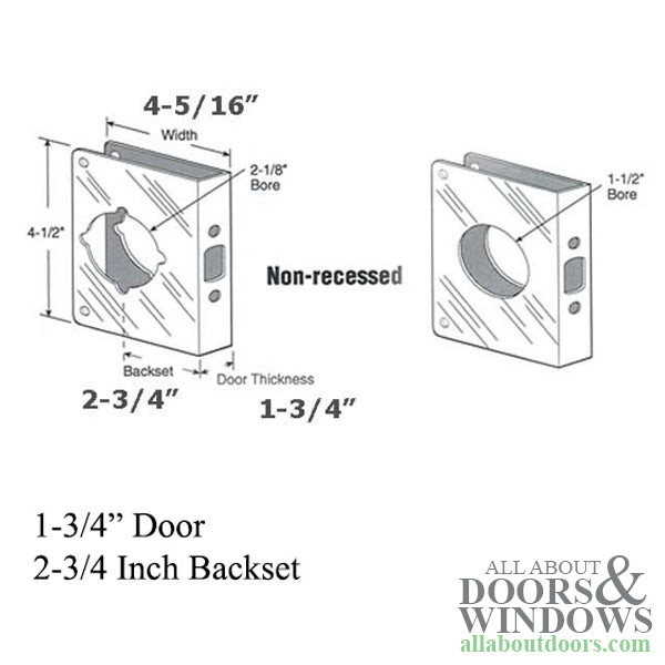 4-1/2 Inch Tall Door Reinforcer, 2-3/4 Inch Backset - Choose Color - 4-1/2 Inch Tall Door Reinforcer, 2-3/4 Inch Backset - Choose Color