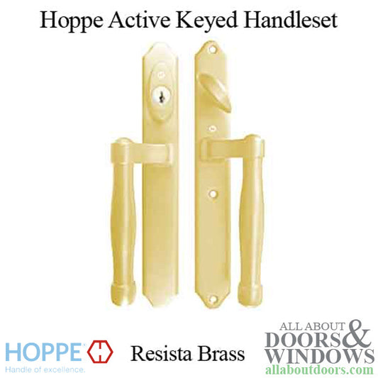 Hoppe HLS 9000 Sliding Door Handle-Set, M574/2170N Active Keyed - Resista Brass