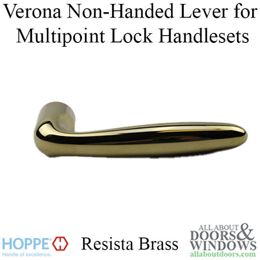 Verona Non-Handed Lever Handle for Multipoint Lock Handlesets - Resista Brass