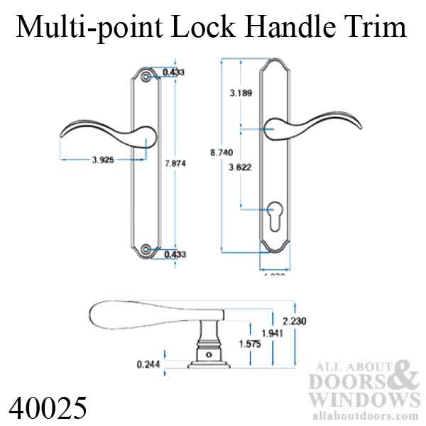 Multi-point Lock Handle Trim, 6109 Inactive - Choose Color - Multi-point Lock Handle Trim, 6109 Inactive - Choose Color