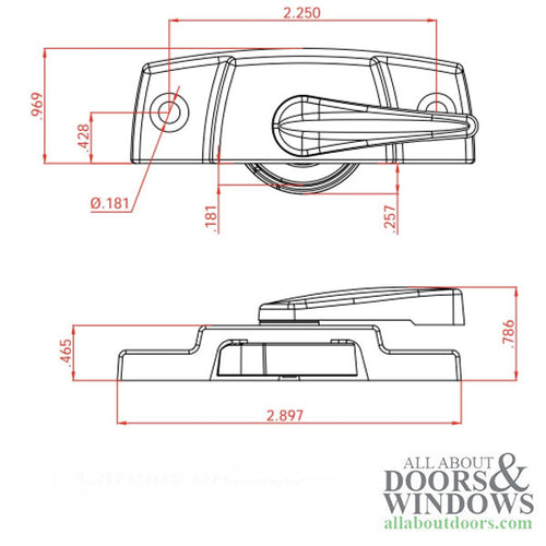 Composite Double Hung sash lock with offset screws holes spaced at 2-1/4 - Composite Double Hung sash lock with offset screws holes spaced at 2-1/4