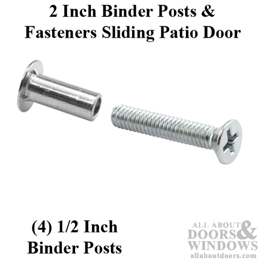 2 Inch Binder Post Screws & Fasteners for Sliding Patio Door - Aluminum