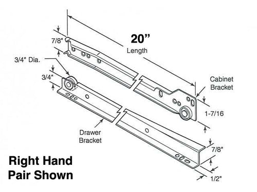 Drawer Slide Kit 20 Inch Sliders Left Right Pair Sliders Self Closing Bottom Mount - Drawer Slide Kit 20 Inch Sliders Left Right Pair Sliders Self Closing Bottom Mount