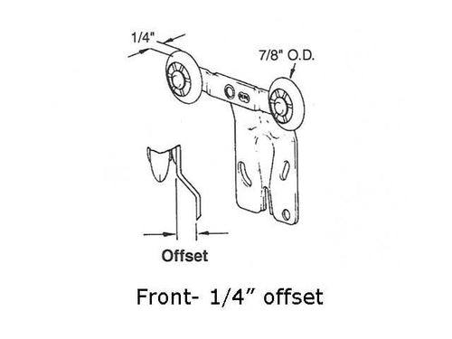 Front Tandem Closet Door Rollers 7/8 Inch Diameter 1/4 Inch Offset - Front Tandem Closet Door Rollers 7/8 Inch Diameter 1/4 Inch Offset