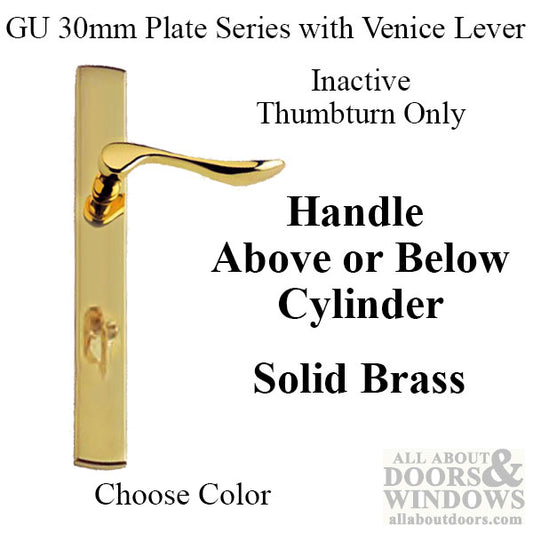 G-U Venice Lever, 30mm Plate, Inactive, Thumbturn Only (Handles DO Move) - Choose Color