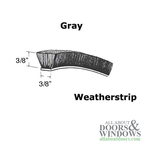 Weatherstrip For Commercial Doors Grey .350 Inch Pile With .350 Inch Backing For Storefront Doors - Weatherstrip For Commercial Doors Grey .350 Inch Pile With .350 Inch Backing For Storefront Doors