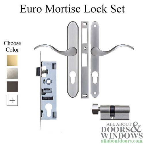 Euro Mortise Lock, Off Center Cylinder, 7/8 inch Backset - Choose Color - Euro Mortise Lock, Off Center Cylinder, 7/8 inch Backset - Choose Color