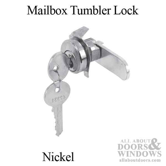 Mailbox Tumbler Lock, 5 pin, 1-5/8" bolt throw, Nickel Plate