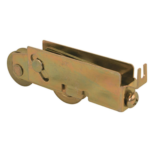 Sliding Door Dual Wheel Roller Assembly with Adjustable Steel C Tab Housing  1.125 Inch Tandem Steel Ball Bearing Wheel Diameter