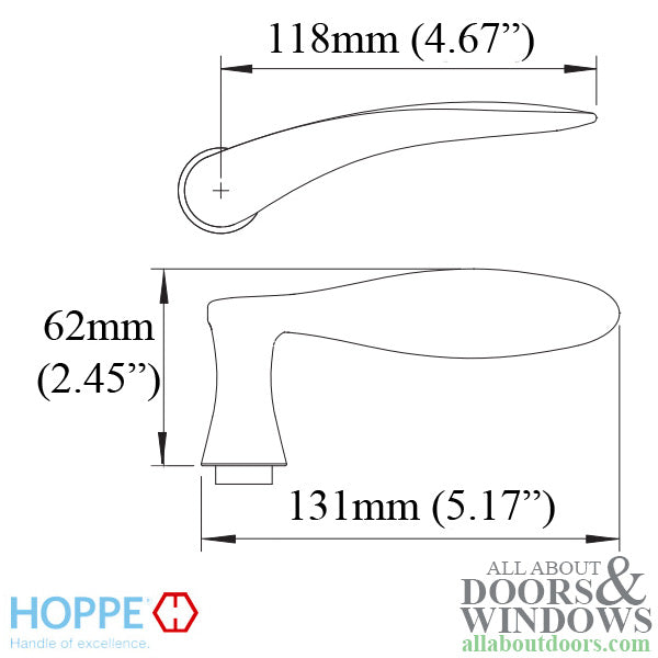 HOPPE Door Handle with Rodos Style Lever Left Hand Brushed Chrome - HOPPE Door Handle with Rodos Style Lever Left Hand Brushed Chrome