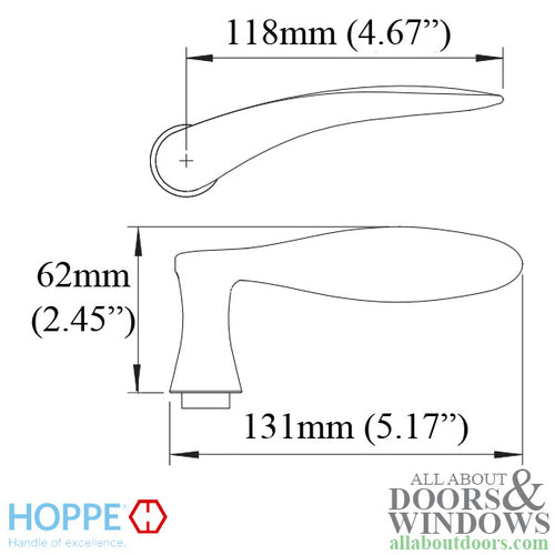 HOPPE Door Handle with Rodos Style Lever Left Hand Brushed Chrome - HOPPE Door Handle with Rodos Style Lever Left Hand Brushed Chrome