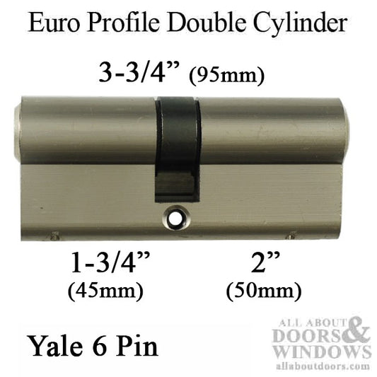 Euro Profile Double Keyed Cylinder, 95mm Offset 40/10/45 - Brushed Satin Nickel