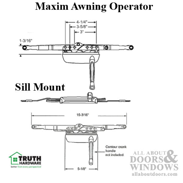 Truth Maxim Awning Window Operator, Sill Mount - Chestnut Bronze - Truth Maxim Awning Window Operator, Sill Mount - Chestnut Bronze