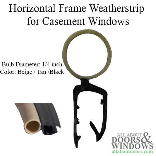 Bilt Best Horizontal Frame Weatherstrip For Casement Windows .250 Inch Diameter Bulb Black Tan