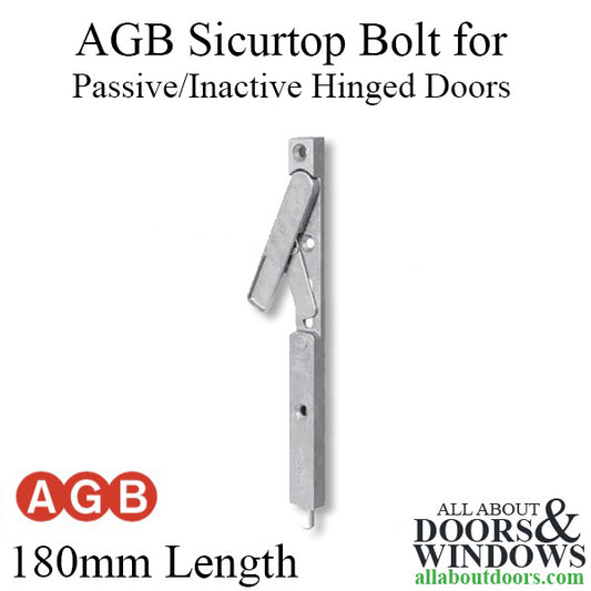 AGB Sicurtop Bolt for Passive or Inactive hinged doors, 180mm Length, 4mm gap