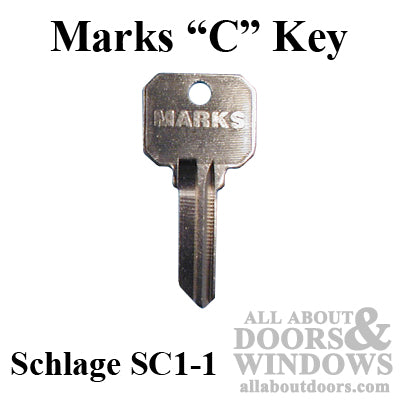 Marks C key way, SC1 5 pin  Keyblanks  - Nickel