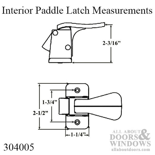 Interior Paddle Latch Handle, 5/16 Inch Spindle #556 Paddle Latch Hardware - Choose Color - Interior Paddle Latch Handle, 5/16 Inch Spindle #556 Paddle Latch Hardware - Choose Color