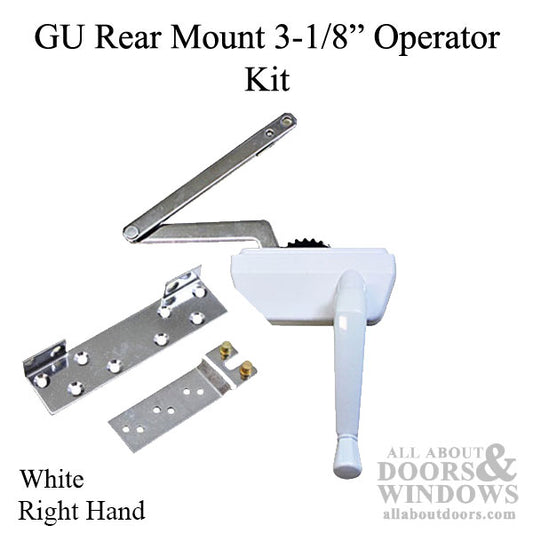 Rear Mount 3-1/8 Casement Operator Kit,  Right Hand - White