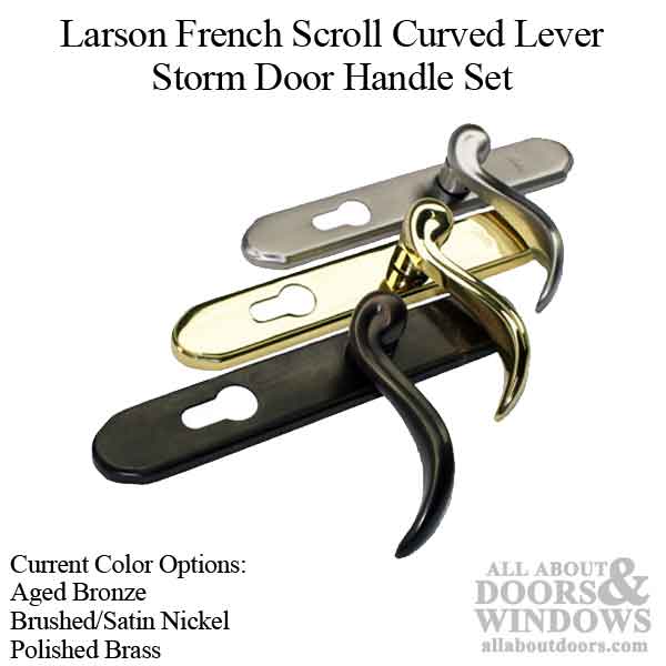 Larson French Scroll Curved Lever Storm Door Handle - Choose Color - Larson French Scroll Curved Lever Storm Door Handle - Choose Color