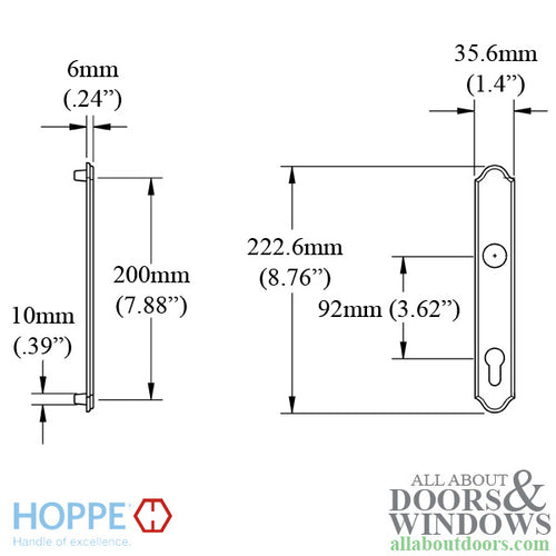 HOPPE Traditional Exterior Backplate M374N for Active Handlesets - Resista Brass - HOPPE Traditional Exterior Backplate M374N for Active Handlesets - Resista Brass