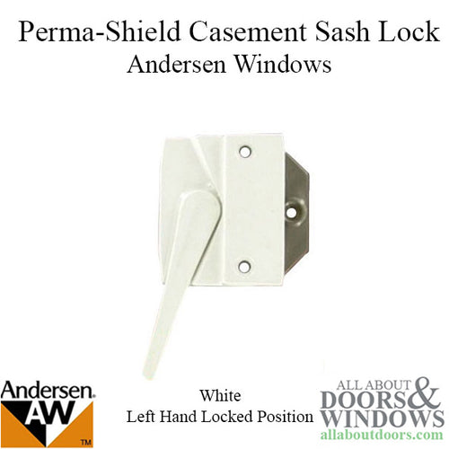 Andersen Casement Window Sash Lock, Perma-Shield 1979-95, LH - White - Andersen Casement Window Sash Lock, Perma-Shield 1979-95, LH - White